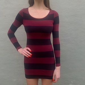 Mini-spandex dress black&burgundy